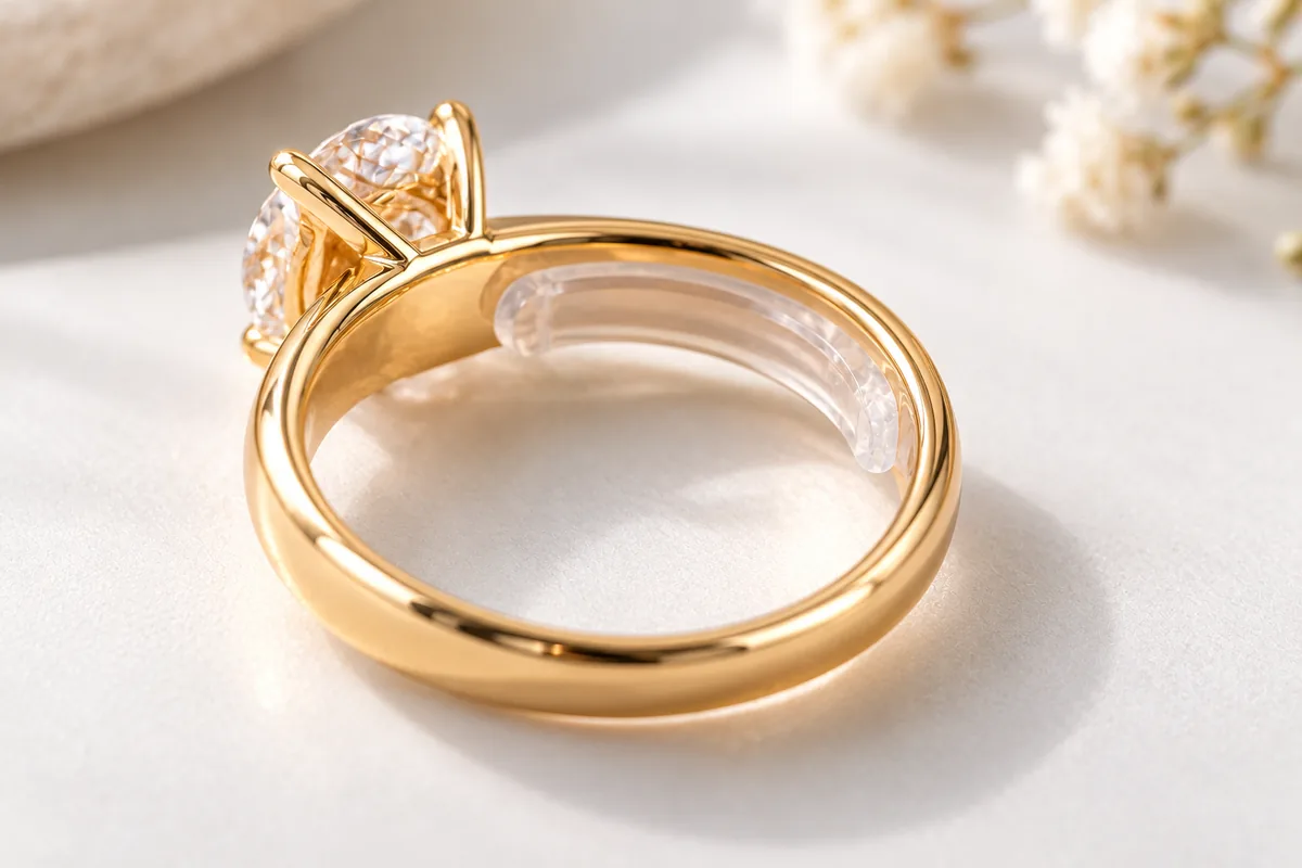 Anillo con un ajustador de silicona colocado por dentro