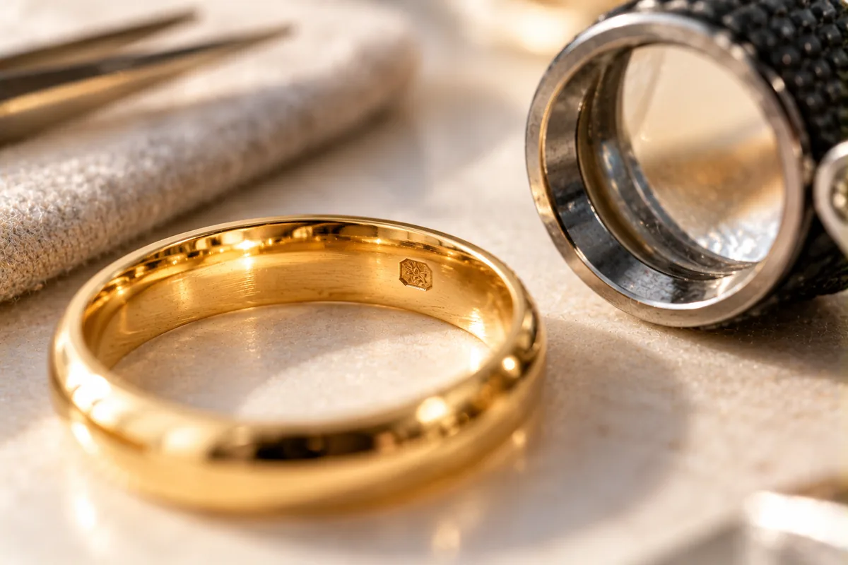 Contraste grabado en el interior de un anillo de oro