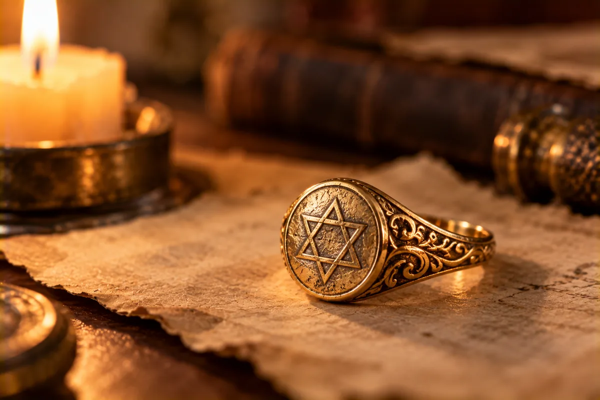 Anillo antiguo con el sello de Salomón grabado