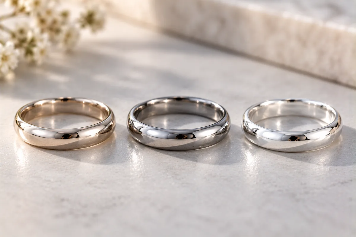 Anillos de oro blanco, platino y plata