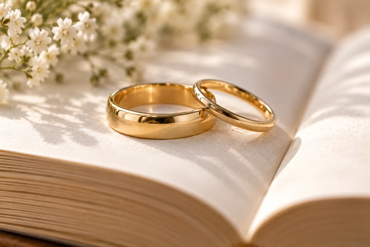 Pareja de alianzas de boda de oro