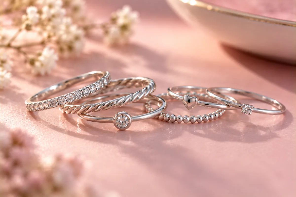 Anillos finos apilables de plata